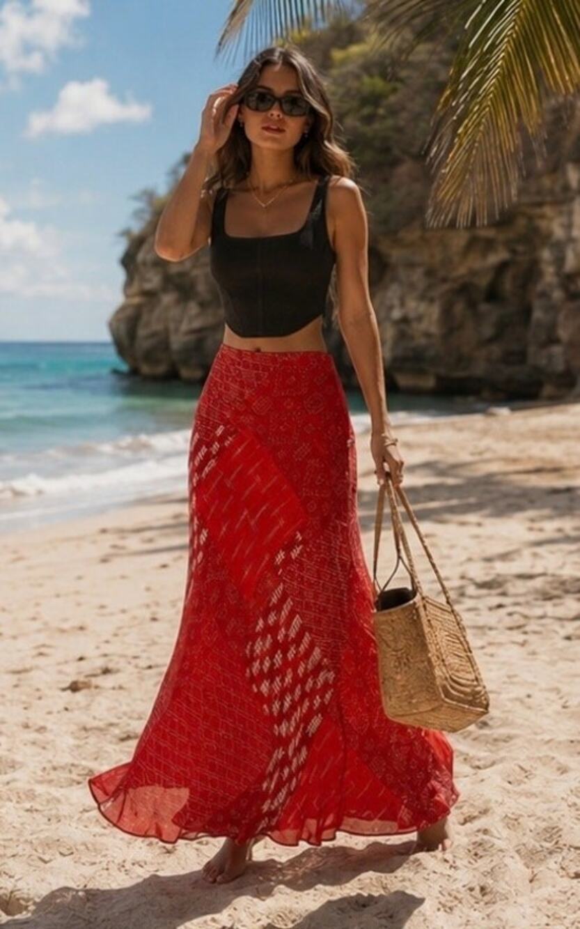Maria Cher Zarate Red Alice Maxi Skirt - NWT Size Large